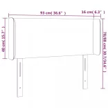 sötétszürke bársony LED-es fejtámla 93 x 16 x 78/88 cm