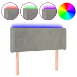 világosszürke bársony LED-es fejtámla 103 x 16 x 78/88 cm