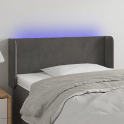 sötétszürke bársony LED-es fejtámla 103 x 16 x 78/88 cm