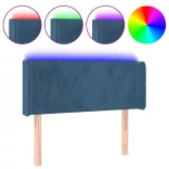 sötétkék bársony LED-es fejtámla 103 x 16 x 78/88 cm