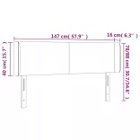 világosszürke bársony LED-es fejtámla 147 x 16 x 78/88 cm