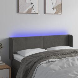 sötétszürke bársony LED-es fejtámla 147 x 16 x 78/88 cm