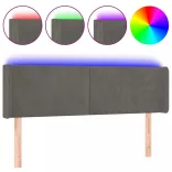 sötétszürke bársony LED-es fejtámla 147 x 16 x 78/88 cm