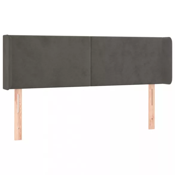 sötétszürke bársony LED-es fejtámla 147 x 16 x 78/88 cm
