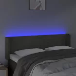 sötétszürke bársony LED-es fejtámla 147 x 16 x 78/88 cm