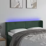 sötétzöld bársony LED-es fejtámla 147 x 16 x 78/88 cm