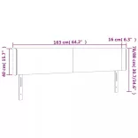 sötétszürke bársony LED-es fejtámla 163 x 16 x 78/88 cm