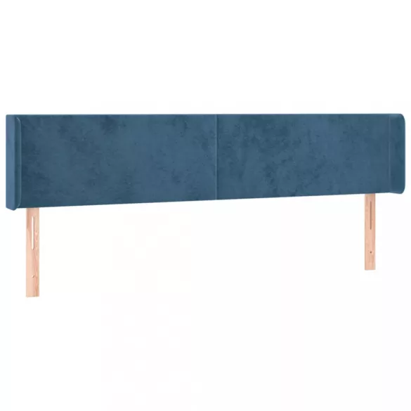 sötétkék bársony LED-es fejtámla 163 x 16 x 78/88 cm