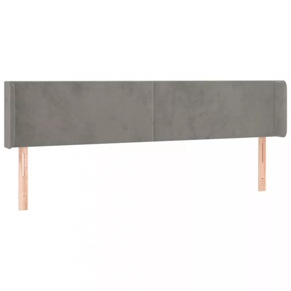 világosszürke bársony LED-es fejtámla 183 x 16 x 78/88 cm