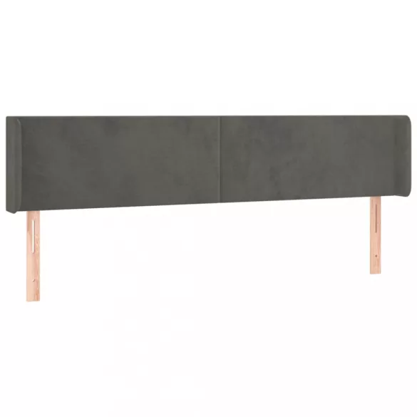 sötétszürke bársony LED-es fejtámla 183 x 16 x 78/88 cm