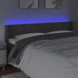 sötétszürke bársony LED-es fejtámla 183 x 16 x 78/88 cm