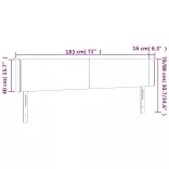 sötétszürke bársony LED-es fejtámla 183 x 16 x 78/88 cm