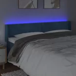 sötétkék bársony LED-es fejtámla 183 x 16 x 78/88 cm