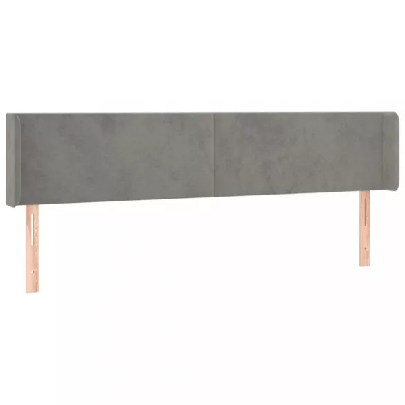 világosszürke bársony LED-es fejtámla 203 x 16 x 78/88 cm