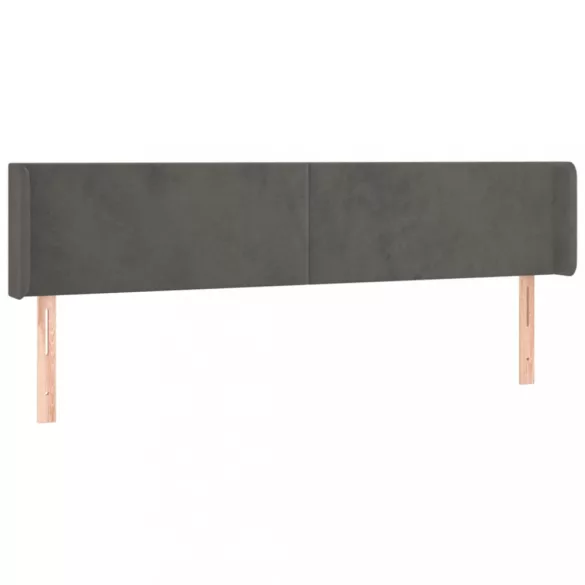 sötétszürke bársony LED-es fejtámla 203 x 16 x 78/88 cm