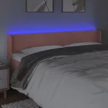 rózsaszín bársony LED-es fejtámla 203x16x78/88 cm