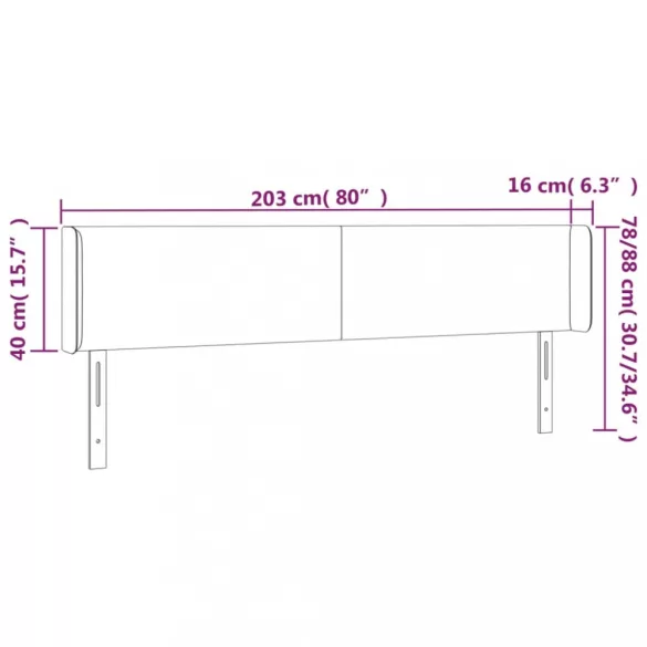 rózsaszín bársony LED-es fejtámla 203x16x78/88 cm