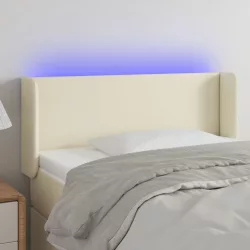 krémszínű műbőr LED-es fejtámla 103 x 16 x 78/88 cm