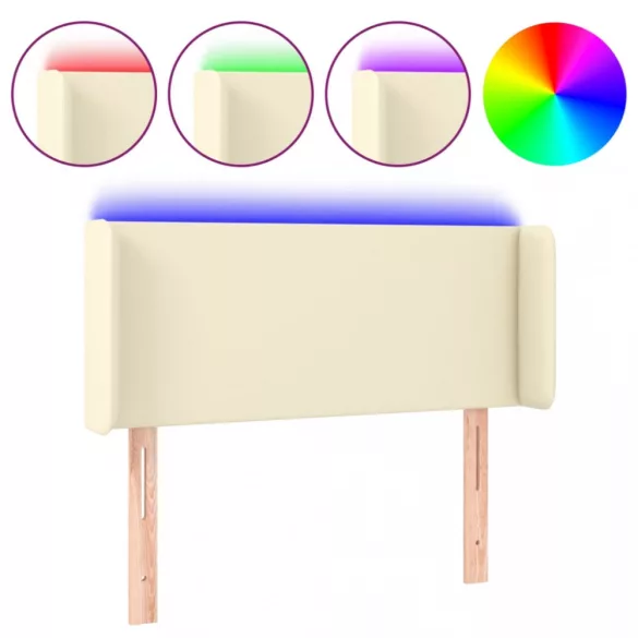 krémszínű műbőr LED-es fejtámla 103 x 16 x 78/88 cm