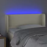 krémszínű műbőr LED-es fejtámla 103 x 16 x 78/88 cm