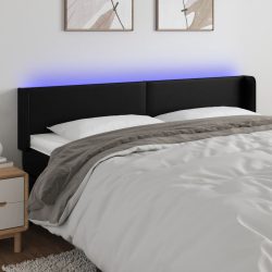 fekete műbőr LED-es fejtámla 203 x 16 x 78/88 cm