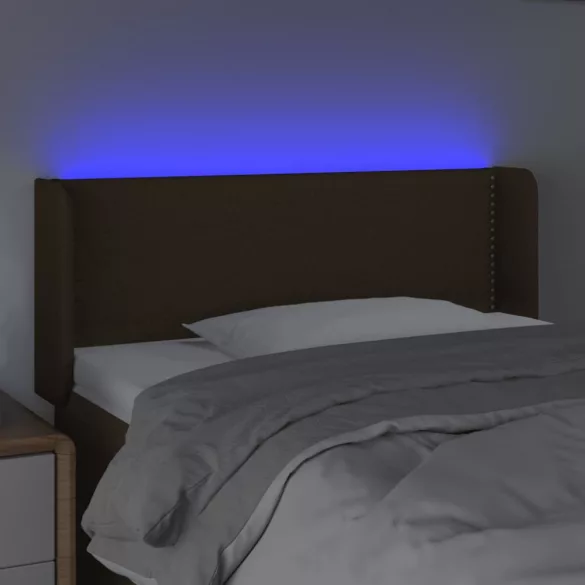 sötétbarna szövet LED-es fejtámla 103 x 16 x 78/88 cm