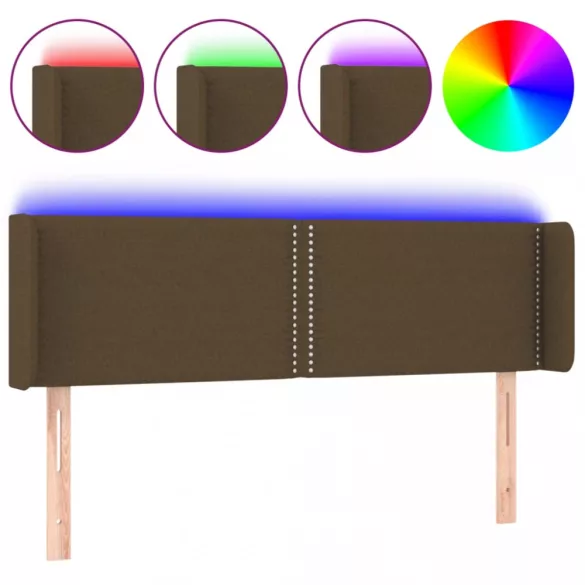 sötétbarna szövet LED-es fejtámla 147 x 16 x 78/88 cm