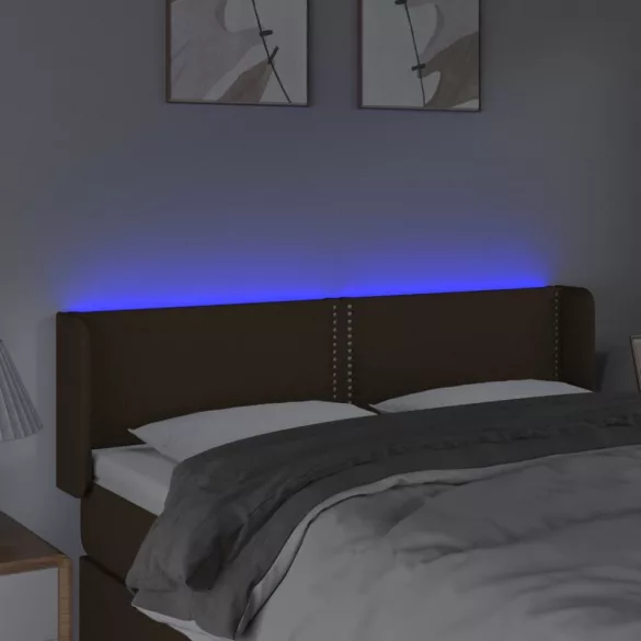 sötétbarna szövet LED-es fejtámla 147 x 16 x 78/88 cm
