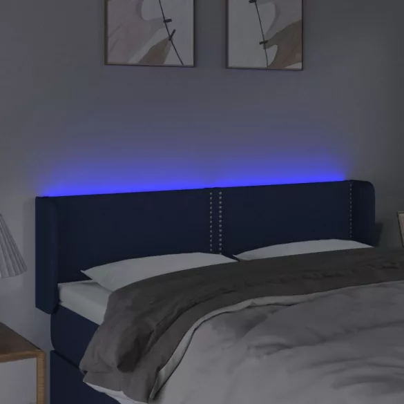 kék szövet LED-es fejtámla 147 x 16 x 78/88 cm