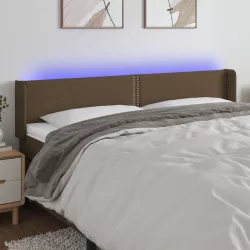 sötétbarna szövet LED-es fejtámla 203 x 16 x 78/88 cm