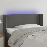 sötétszürke bársony LED-es fejtámla 93 x 16 x 78/88 cm