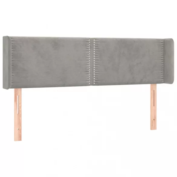 világosszürke bársony LED-es fejtámla 147 x 16 x 78/88 cm