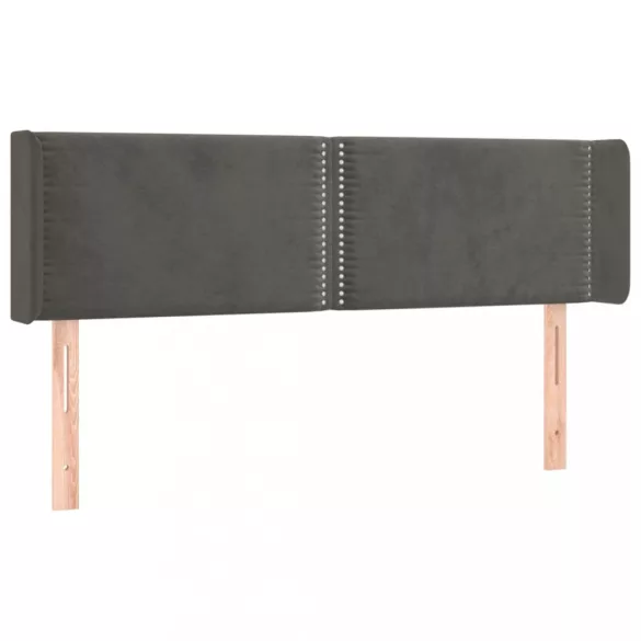 sötétszürke bársony LED-es fejtámla 147 x 16 x 78/88 cm