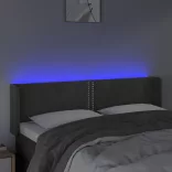 sötétszürke bársony LED-es fejtámla 147 x 16 x 78/88 cm