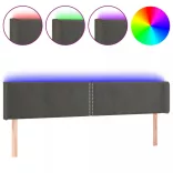 sötétszürke bársony LED-es fejtámla 163 x 16 x 78/88 cm