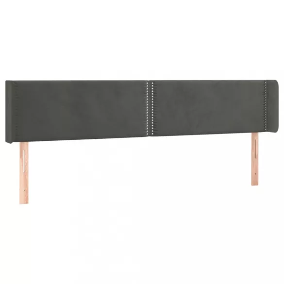sötétszürke bársony LED-es fejtámla 163 x 16 x 78/88 cm