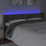 sötétszürke bársony LED-es fejtámla 163 x 16 x 78/88 cm