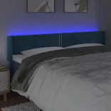 sötétkék bársony LED-es fejtámla 163 x 16 x 78/88 cm