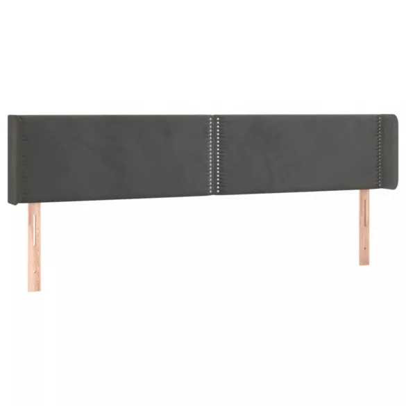 sötétszürke bársony LED-es fejtámla 183 x 16 x 78/88 cm