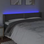 sötétszürke bársony LED-es fejtámla 183 x 16 x 78/88 cm