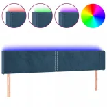 sötétkék bársony LED-es fejtámla 183 x 16 x 78/88 cm