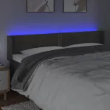sötétszürke bársony LED-es fejtámla 203 x 16 x 78/88 cm