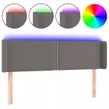 szürke műbőr LED-es fejtámla szárnyakkal 147x16x78/88 cm