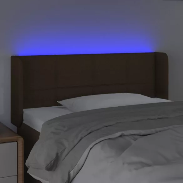 sötétbarna szövet LED-es fejtámla 83 x 16 x 78/88 cm