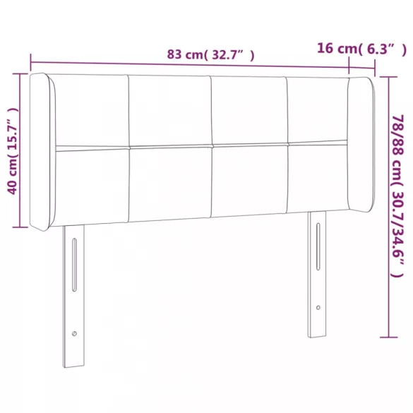 sötétbarna szövet LED-es fejtámla 83 x 16 x 78/88 cm