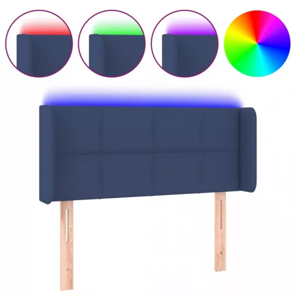 kék szövet LED-es fejtámla 83 x 16 x 78/88 cm
