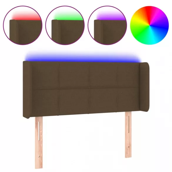 sötétbarna szövet LED-es fejtámla 93 x 16 x 78/88 cm