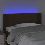 sötétbarna szövet LED-es fejtámla 93 x 16 x 78/88 cm