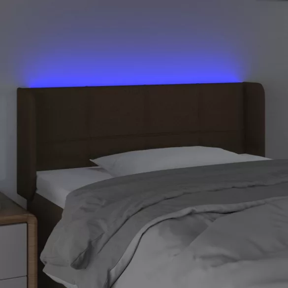 sötétbarna szövet LED-es fejtámla 93 x 16 x 78/88 cm