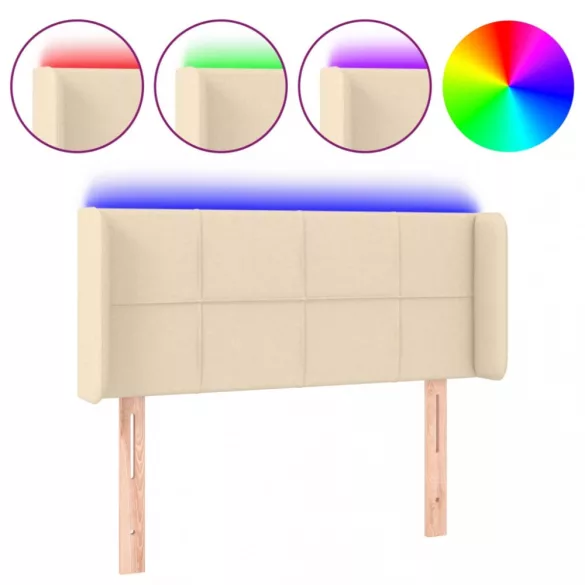 krémszínű szövet LED-es fejtámla 93 x 16 x 78/88 cm